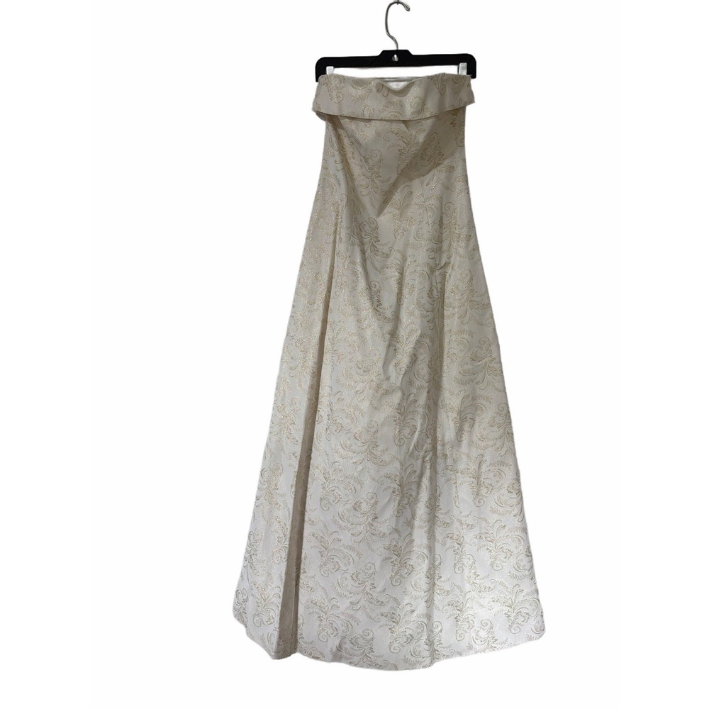 Night Way Collection Strapless Long Dress Gown Cream Gold Shimmer Prom Galla USA - Picture 2 of 9